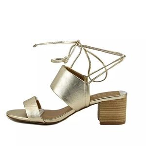 Tahari Platinum Doe Block Heel Lace Up Sandal