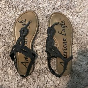 Sparkly black sandals