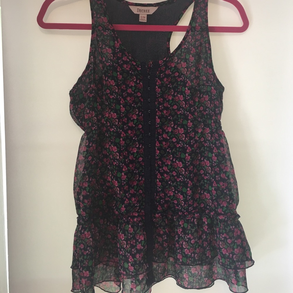 Navy Floral Tank
