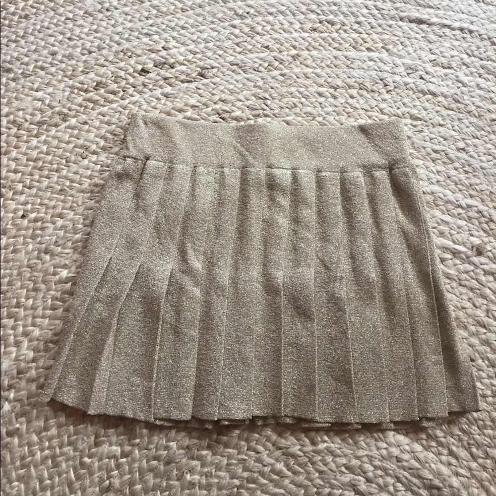 JC de Castelbajac Pleated Gold Lame mini skirt