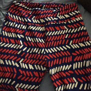 Red , cream and navy OS leggings