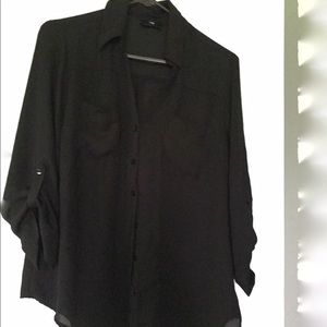 Gently used black sheer IZ Byer blouse