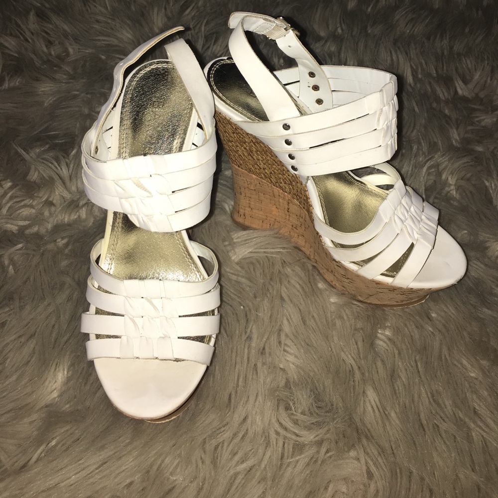 Bakers white cork wedges