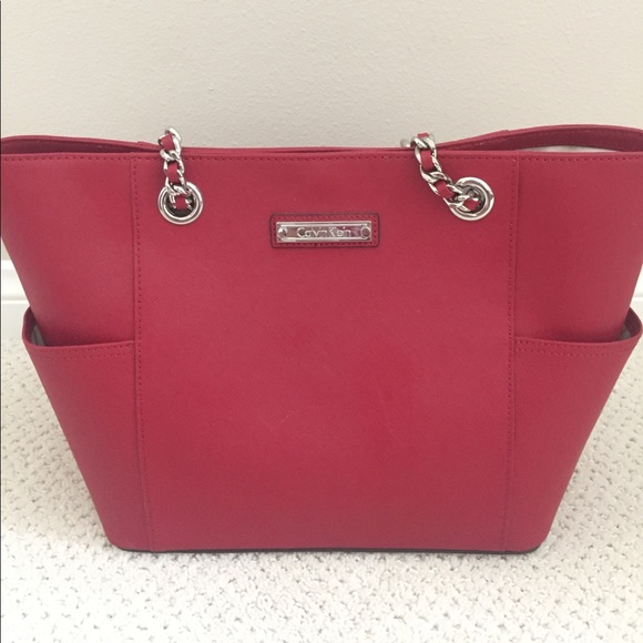 Calvin Klein | Bags | Calvin Kevin Leather Red Purse |