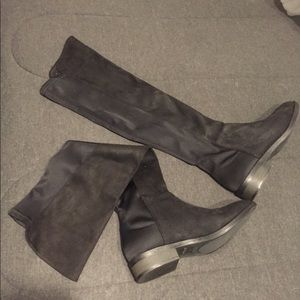 Black suede over-the-knee boots