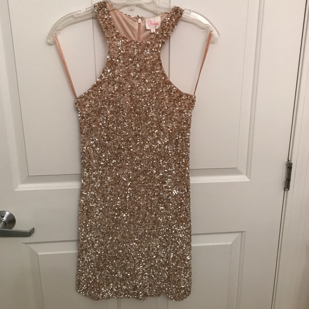 Parker Mariah gold sequin dress