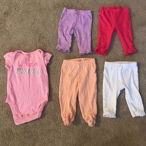 Carter's pants (4 pair) and onesie all size 3M