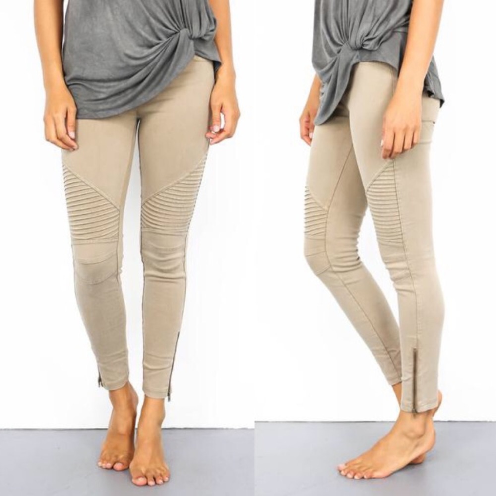 ❗️LAST ONE ❗️Khaki Moto Jeggings - Picture 2 of 2