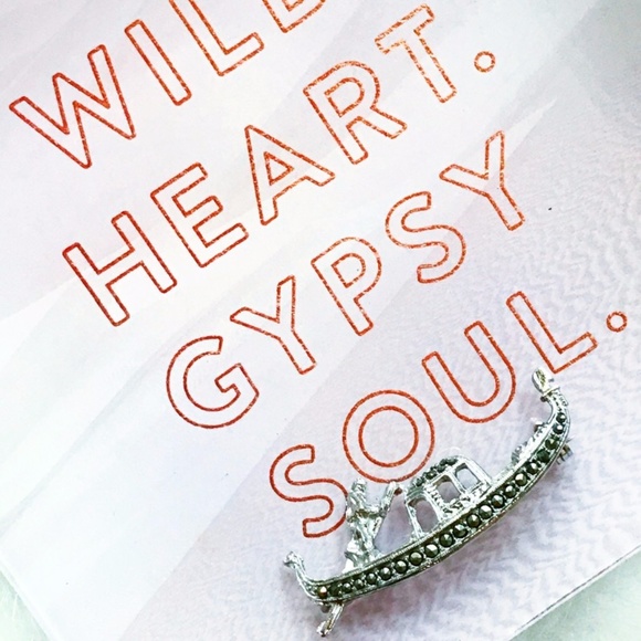 . {LOVE BOAT} Gondola obsinian stamped broach - Picture 3 of 8