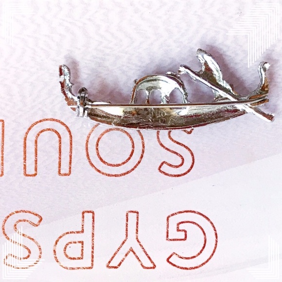 . {LOVE BOAT} Gondola obsinian stamped broach - Picture 6 of 8