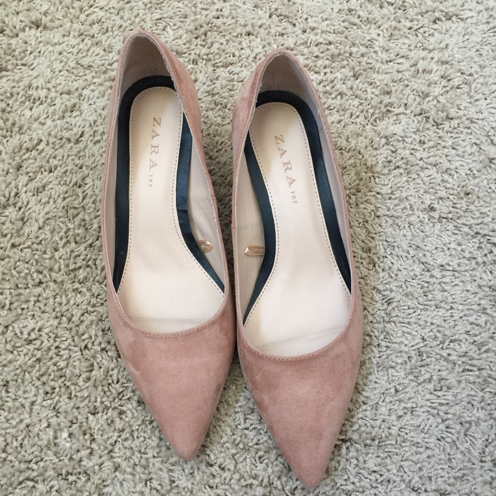 Zara blush chunky heels