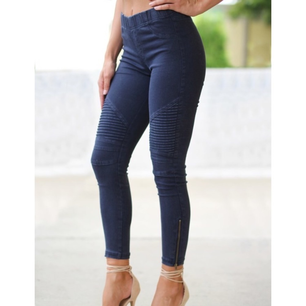 PRICE ⬇️🆑❗️LAST ONE❗️Navy Moto Jeggings - Picture 3 of 4