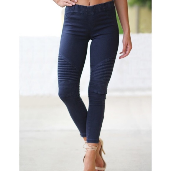 PRICE ⬇️🆑❗️LAST ONE❗️Navy Moto Jeggings - Picture 2 of 4