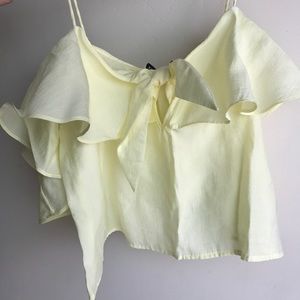 Zara Yellow Off The Shoulder Crop Top