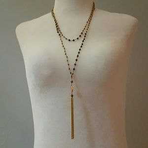 Stella & Dot necklace brown and gold with tassel