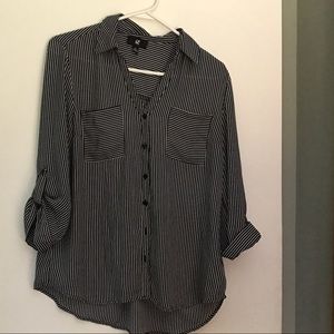 Sheer black & white striped blouse