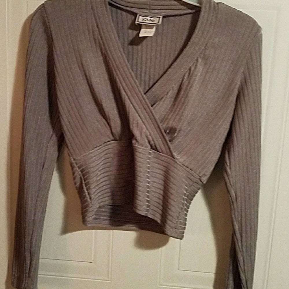 Joule crop fitted grey top Size M