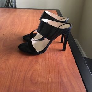 Black suede and leather heels