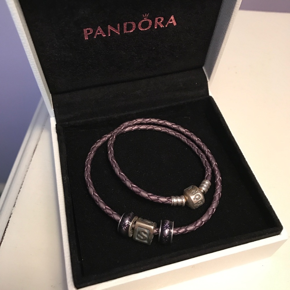 Purple Braided Double Rope Bracelet with Charms