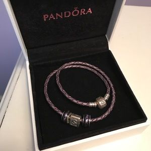 Purple Braided Double Rope Bracelet with Charms