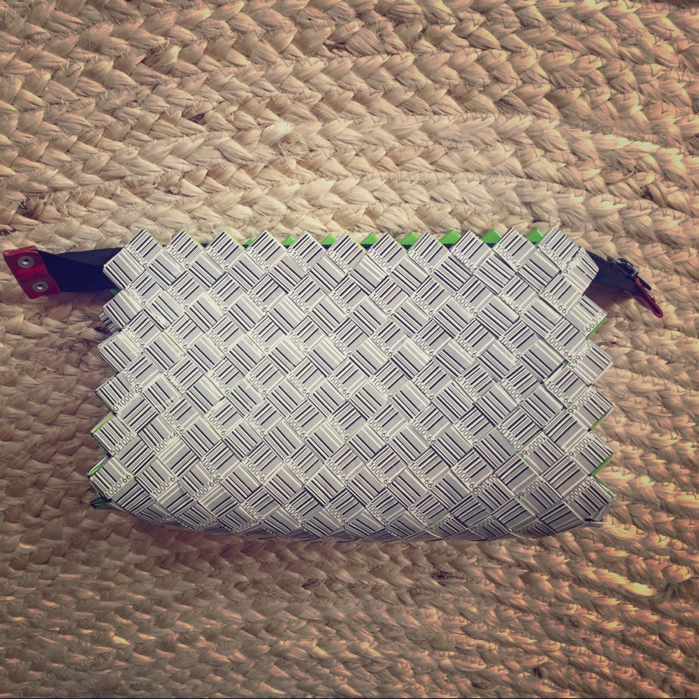 Nahui Ollin- Candy wrappers pouch- black & white