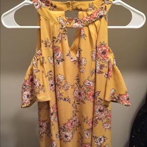 Yellow off the shoulder dress