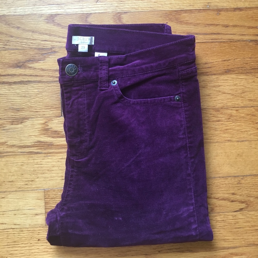 J. Crew velvet matchstick pants 29
