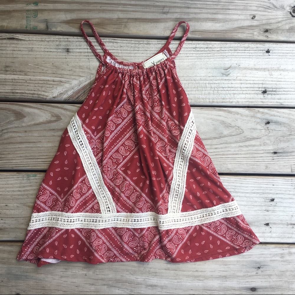 Red Bandana Print Flowy Tank Top
