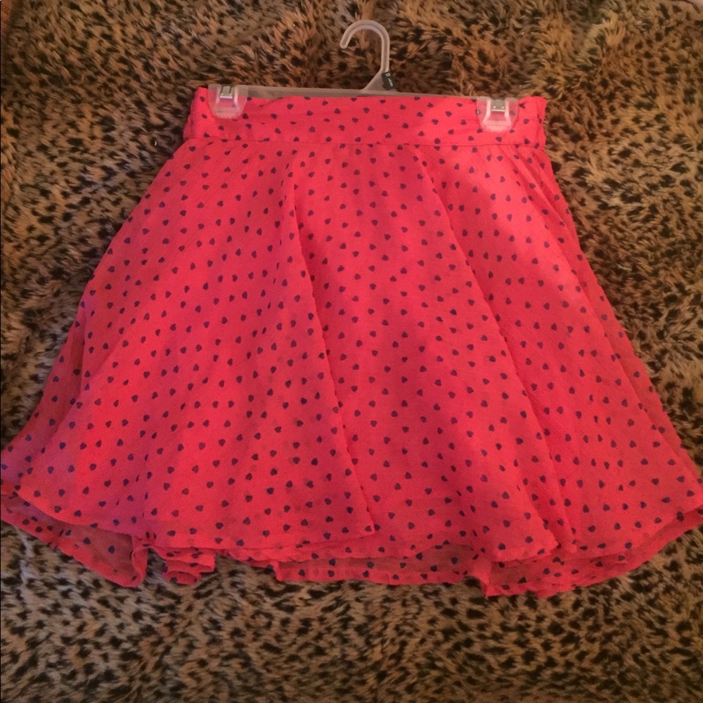 Delia's pink skirt with navy blue hearts, kawaii!
