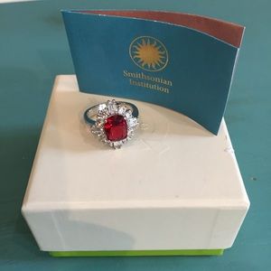 QVC Smithsonian Simulated Thai Ruby & Diamond Ring