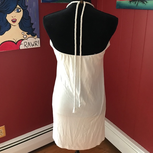 White, Beaded Halter Dress in sz Medium - Picture 2 of 6