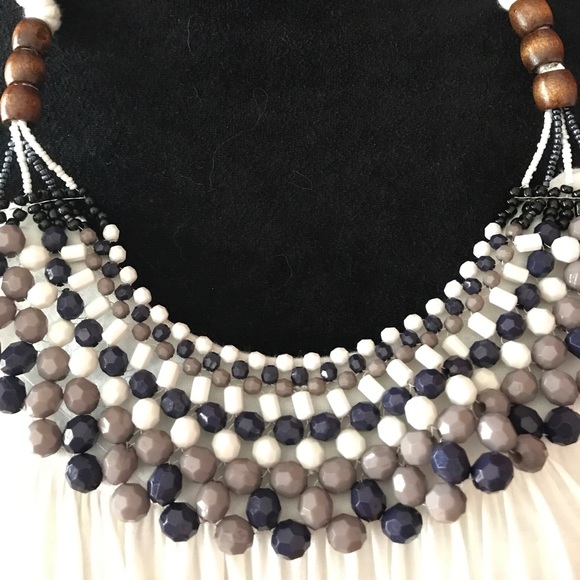 White, Beaded Halter Dress in sz Medium - Picture 5 of 6