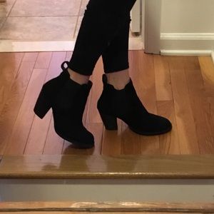 Black Suede slip-on heeled Booties