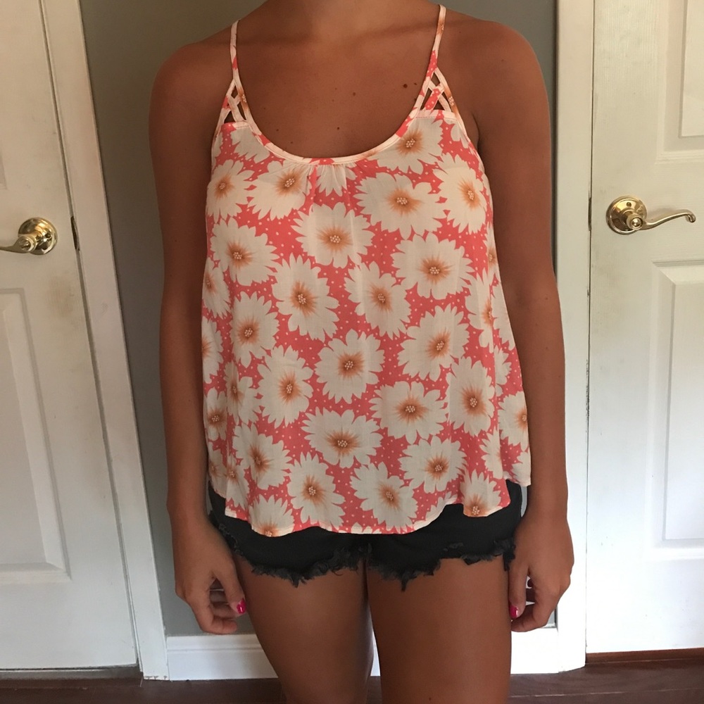Floral/Polka Dot Racerback Top