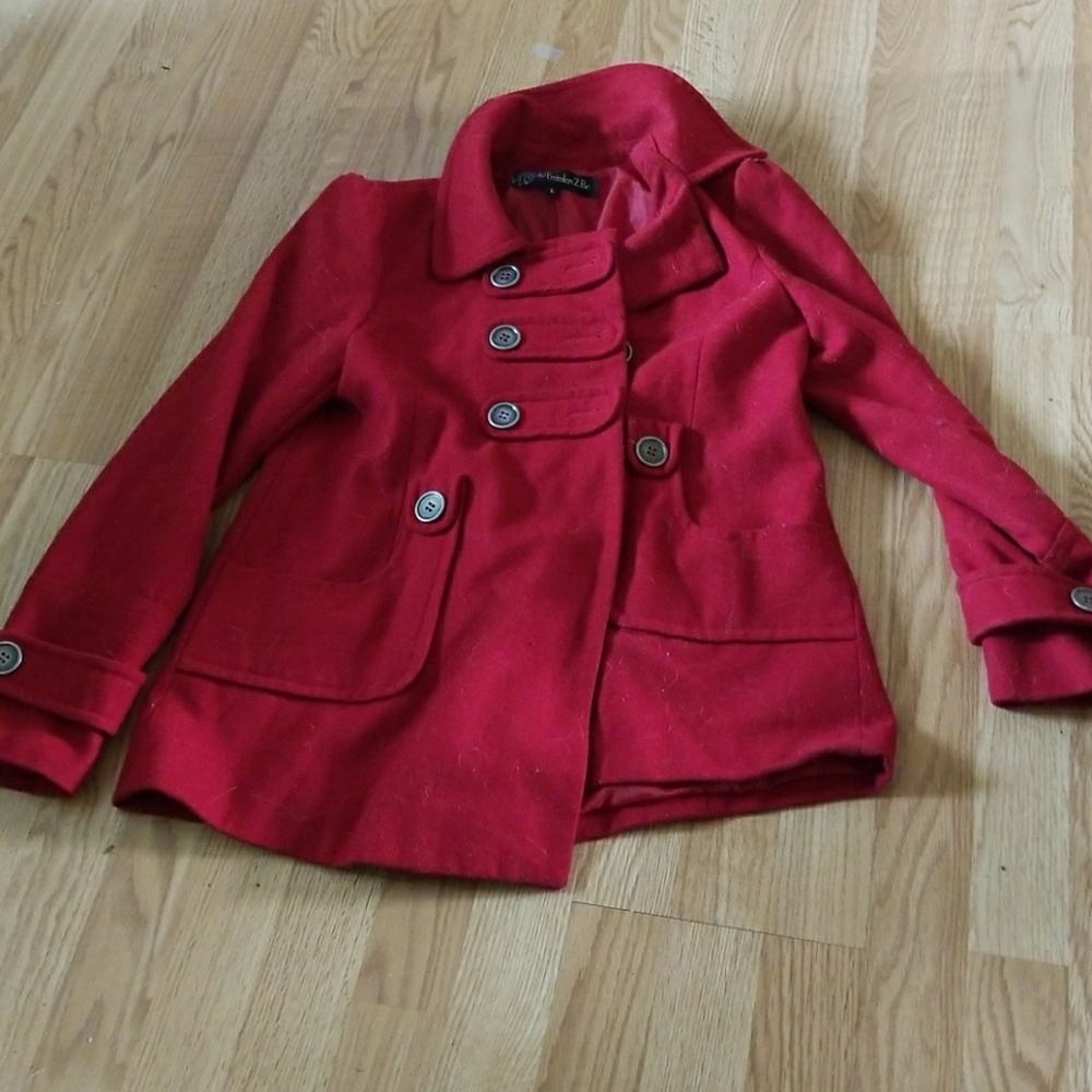 EUC wool military style red Peacoat