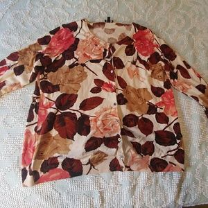 Talbots 1xp 3/4 length sleeve floral cardigan