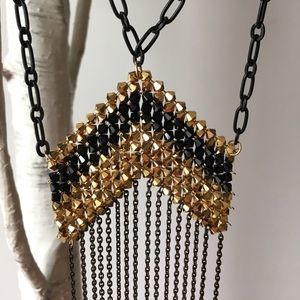 Black and Gold Rockstar Pendant Necklace