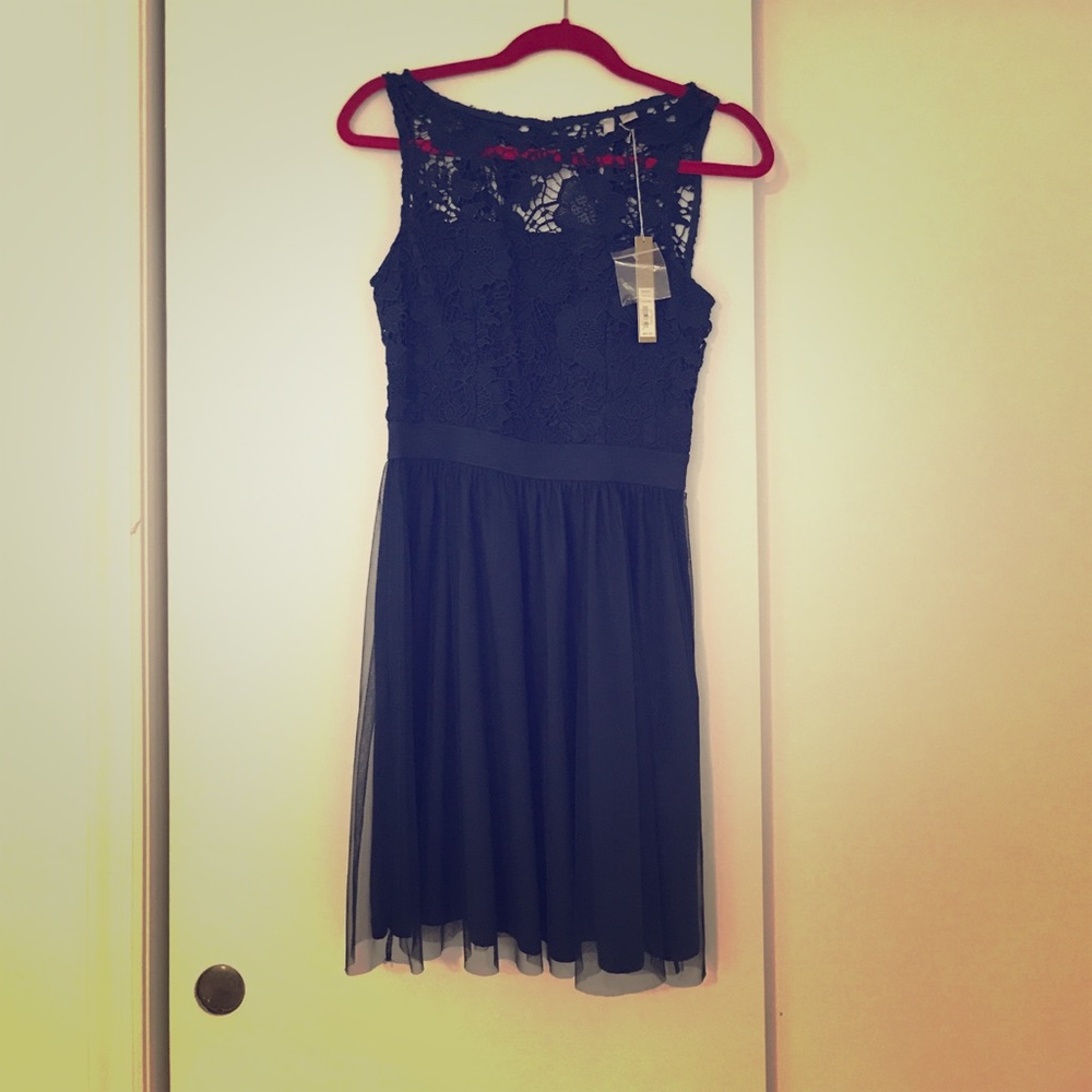 Navy blue lace top dress- never worn