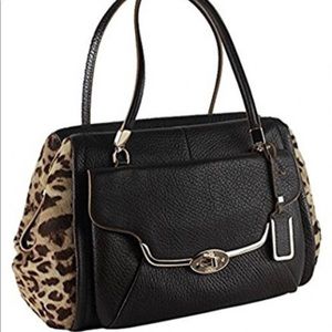 coach 25255 brown multi calf hair satchel