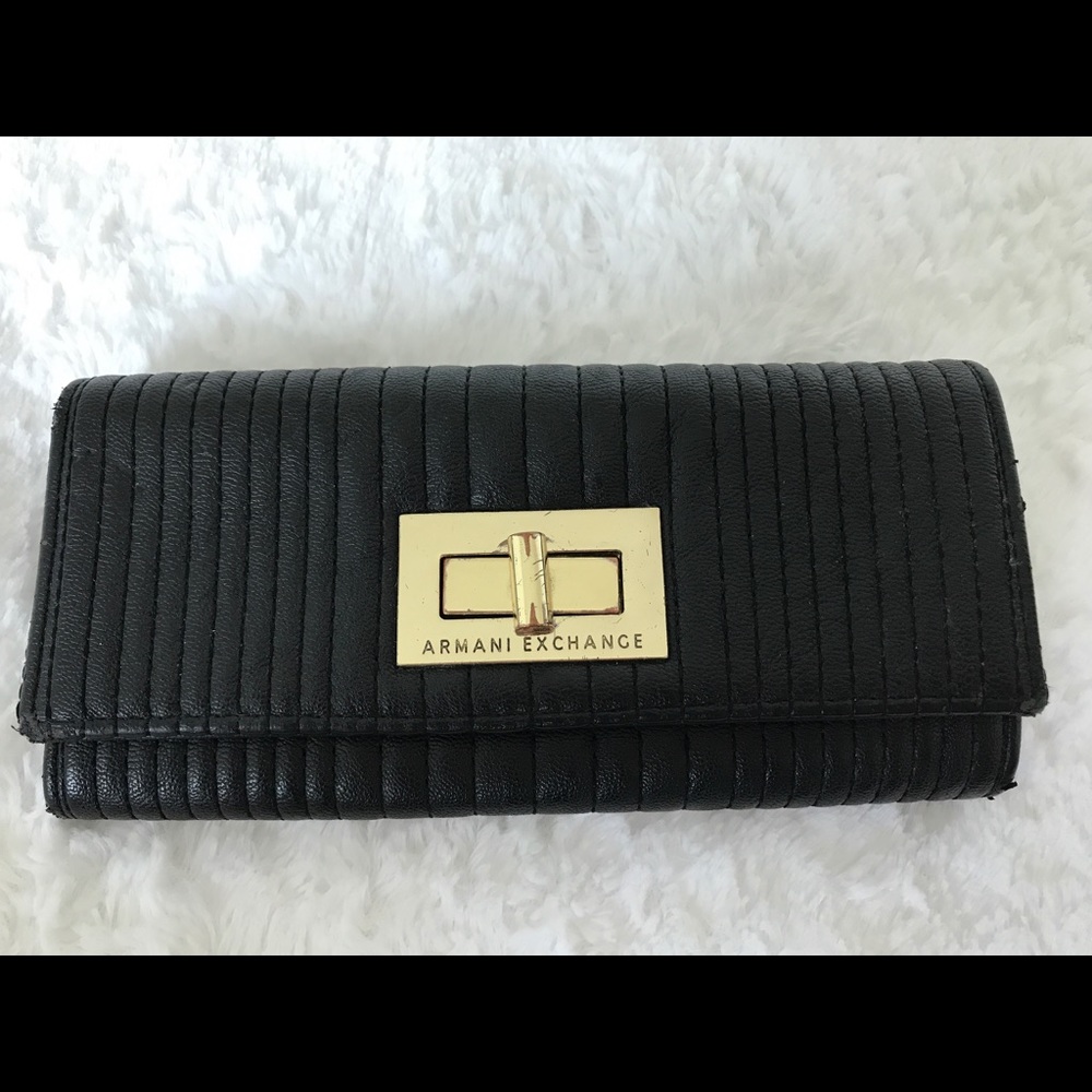 Armani Exchange black faux leather wallet