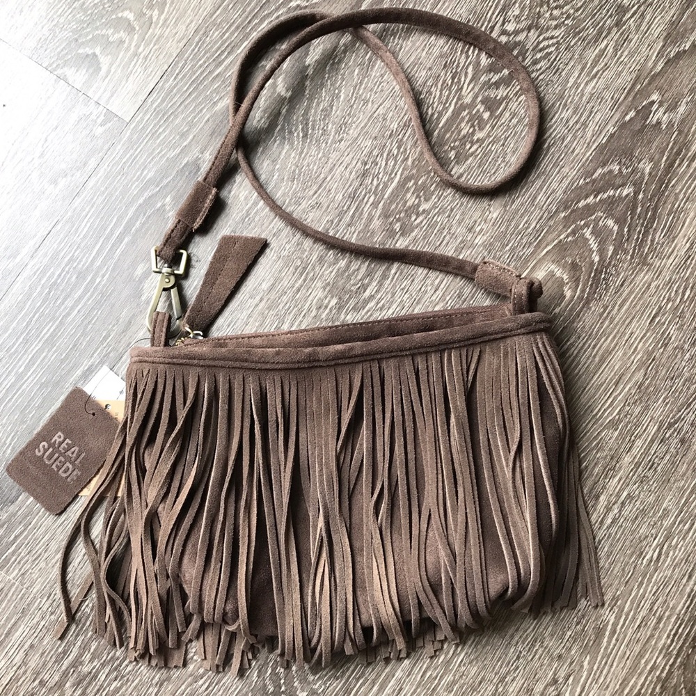 🆕🌸Boho Suede Fringe Crossbody Saddle Bag - Picture 2 of 5