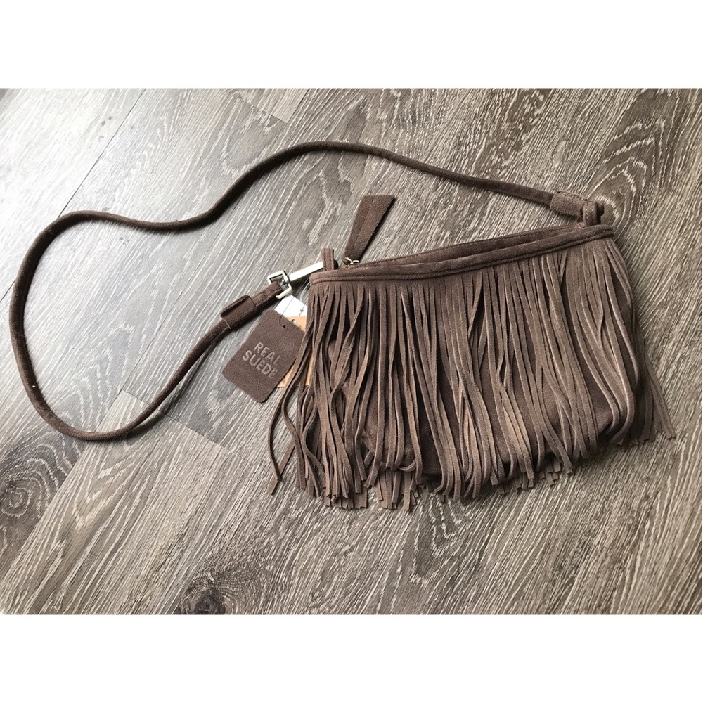 🆕🌸Boho Suede Fringe Crossbody Saddle Bag - Picture 3 of 5