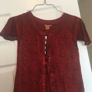 Red Button Down Maxi Dress