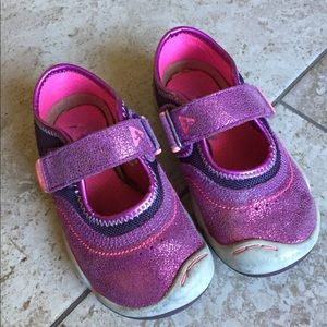 Plae brand shoes, "Emme" in sparkly pink