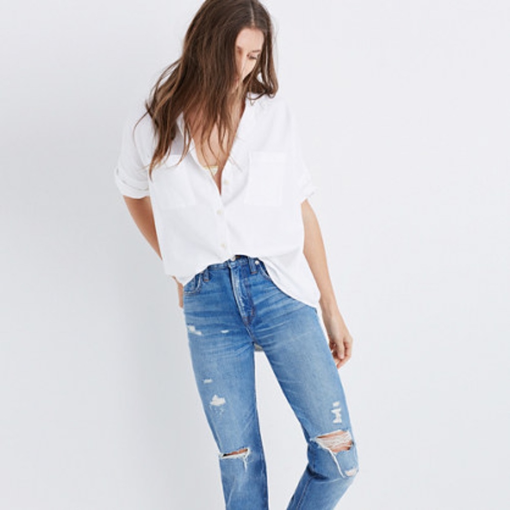 Madewell White Cotton Courier Shirt XS NWOT