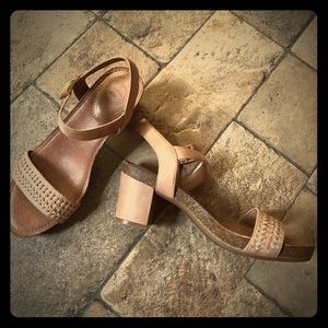Tan heeled sandals size 8
