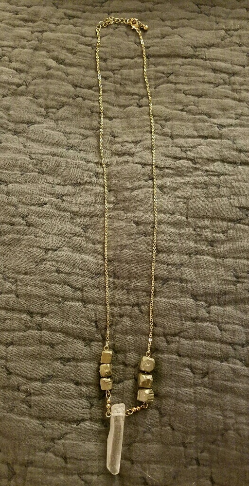 Crystal Necklace With Long Chain - Picture 2 of 3