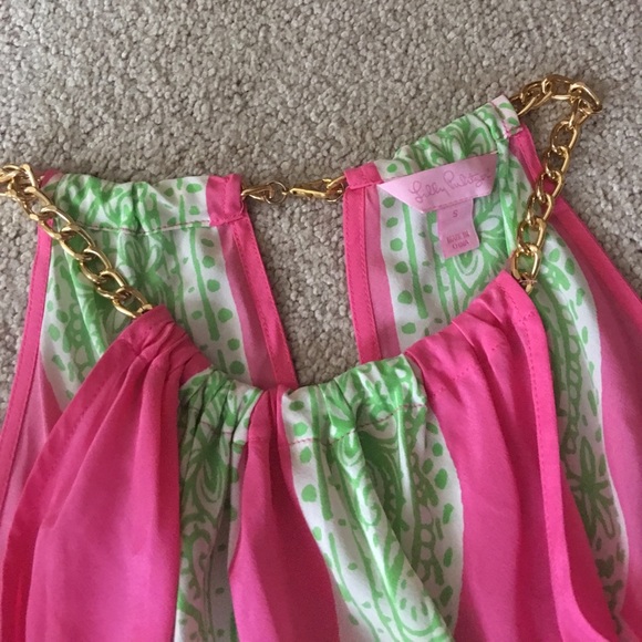 Lilly Pulitzer Pink/Green Chain Silk Top in Small - Picture 2 of 3