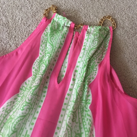Lilly Pulitzer Pink/Green Chain Silk Top in Small - Picture 3 of 3