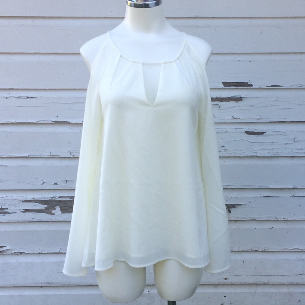 Sugar Lips White Cream Long Sleeve Cold Shoulder